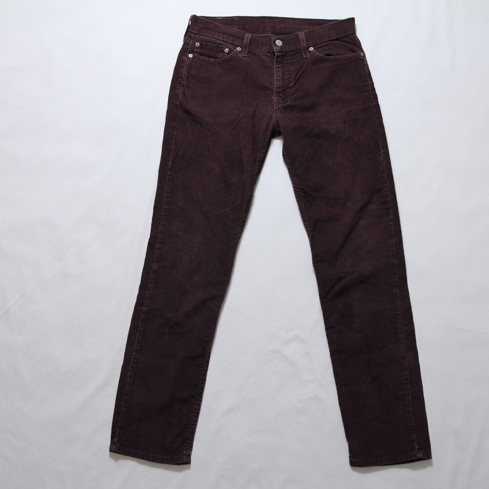 Levis 511 Slim Fit Corduroy Pants Mens 30x32 Burgundy Plum